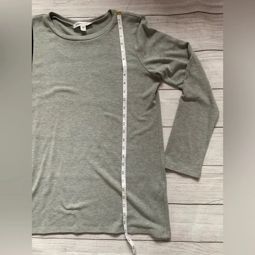 Karen by Karen Kane Gray Black Asymmetrical Minimalist Light Sweater Top Size L - Image 7