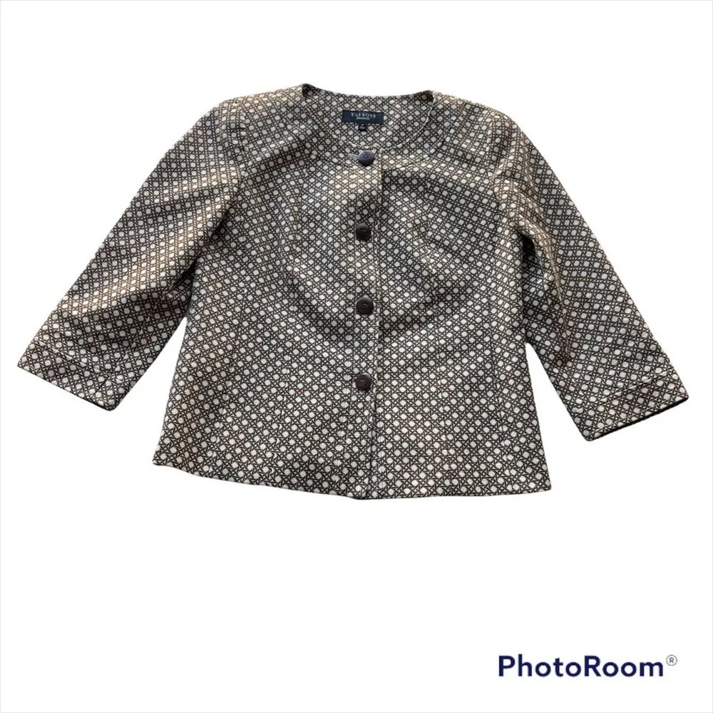 Talbots  Blazer Jacket Brown Size 4 Polka Dot office workwear wedding - Image 8