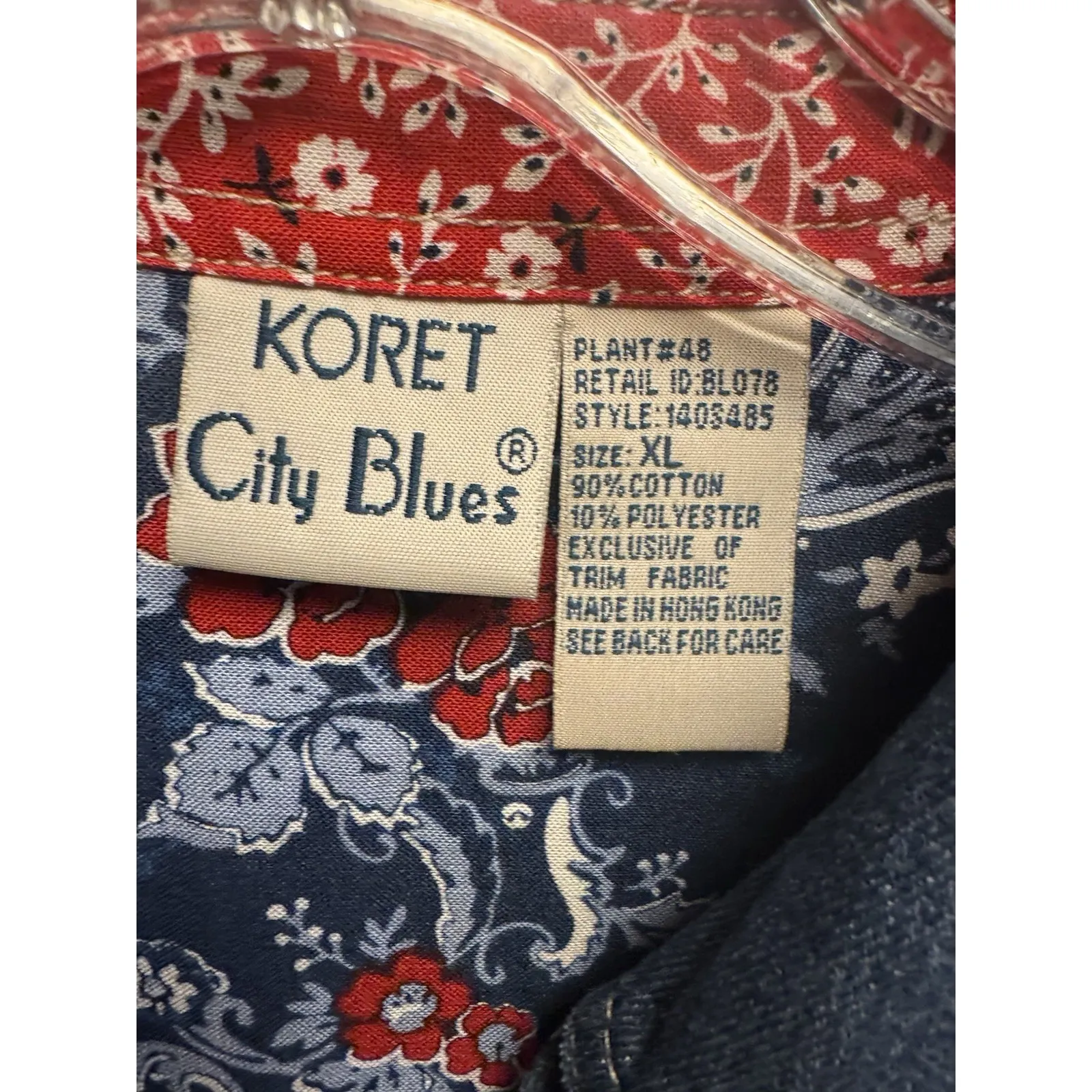 Vintage Koret City Blues Women's Patchwork Bandana "Quilt" Denim Shirt Size XL Blue - Image 7