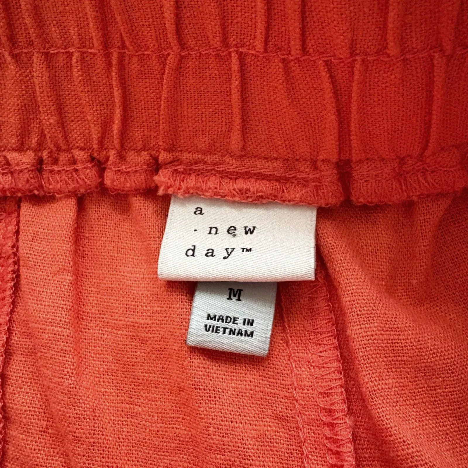 A New Day Linen Blend Pull On Shorts Orange Beachy High Rise Size Medium‎ - Image 4