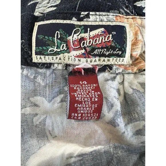 La Cabana Women's‎ Size 14 Black Navy Hawaiian Print Skort Shorts Skirt EUC Blue - Image 8