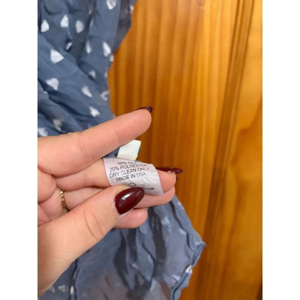 Lewis Cho Blue Sheer Sleeveless Silk Blend Blouse Top Size S Made in USA - Image 4