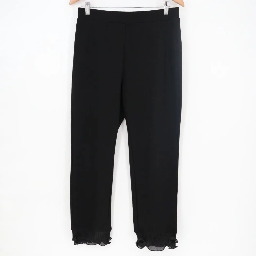 Shein Sweatpants Womens L Black Stretch Ruffle Ankle Elastic Waist Tapered Leg - Image 2