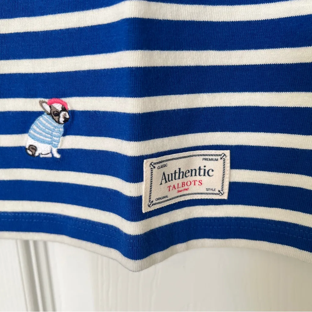 Talbots embroidered Frenchie dog shirt NWT medium - Image 4