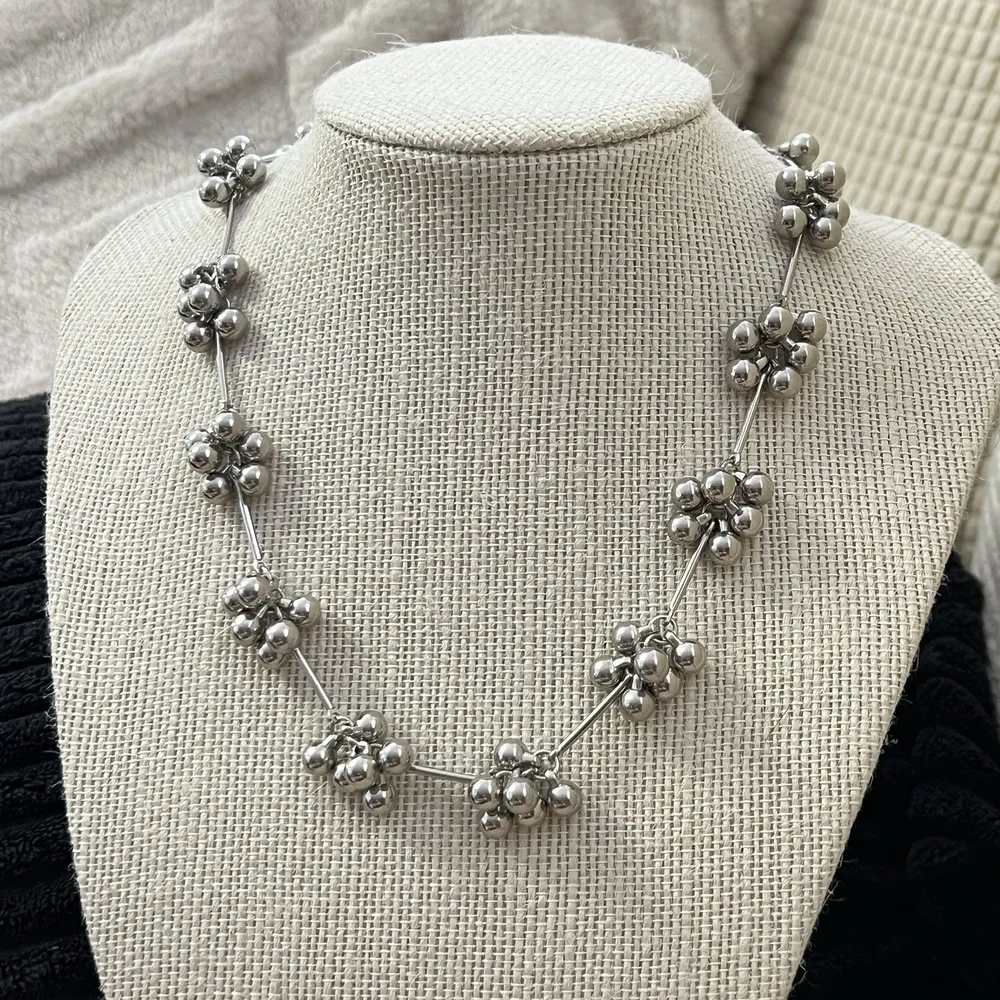 Silver Plated Ball Beads Womens Necklace jewelry Stainless Steel - Image 2
