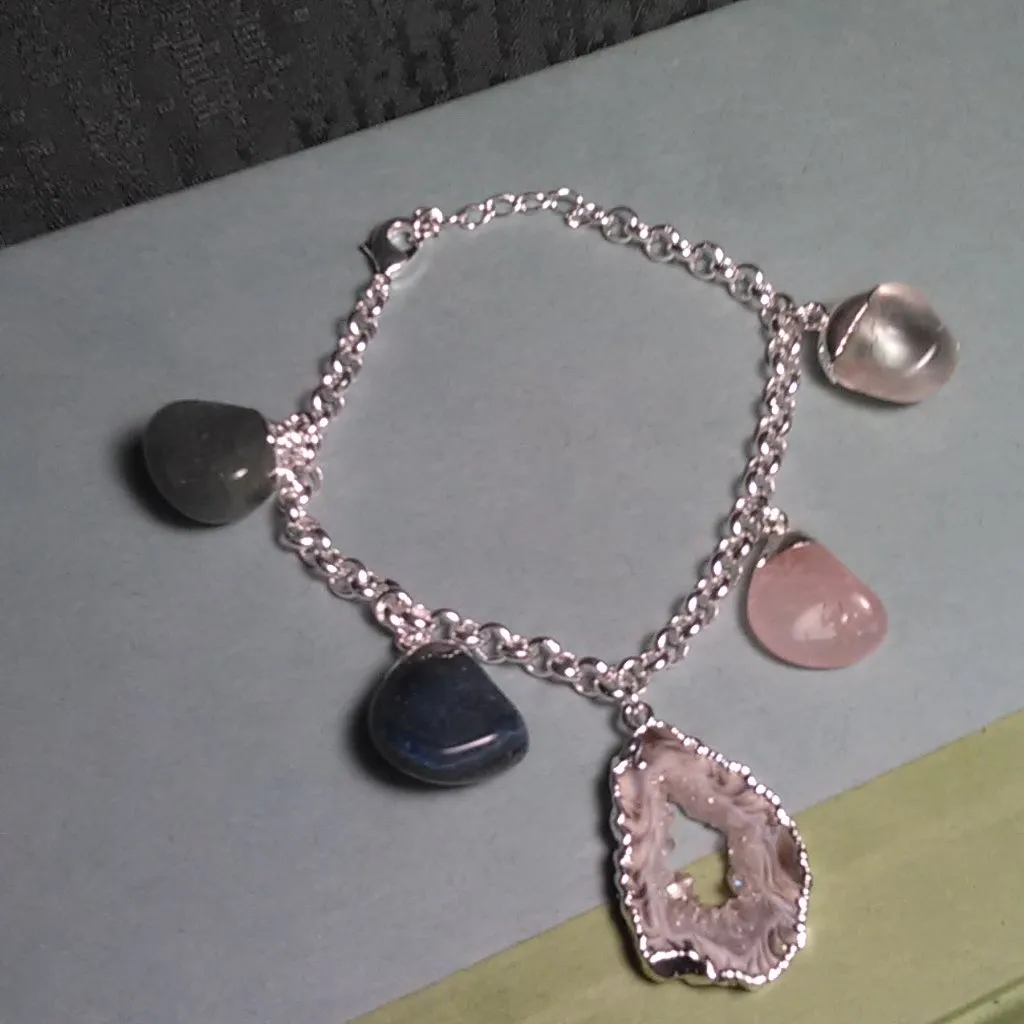 Crazy Lace Agate Brass Bracelet - Image 4