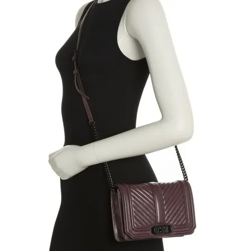 Rebecca Minkoff Small Love Leather Quilted‎ Crossbody Bag,  Burgundy, NWT - Image 15