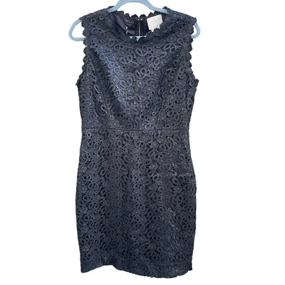 KATE SPADE BLACK SHIMMER CROCHET DRESS - Image 4