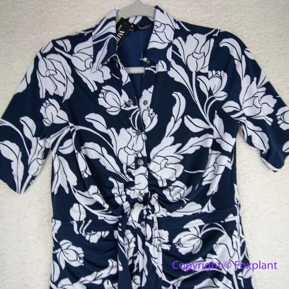 New! White House Black Market Matte Jersey Ruched‎ Tie-Front Midi Dress, size 6 - Image 5