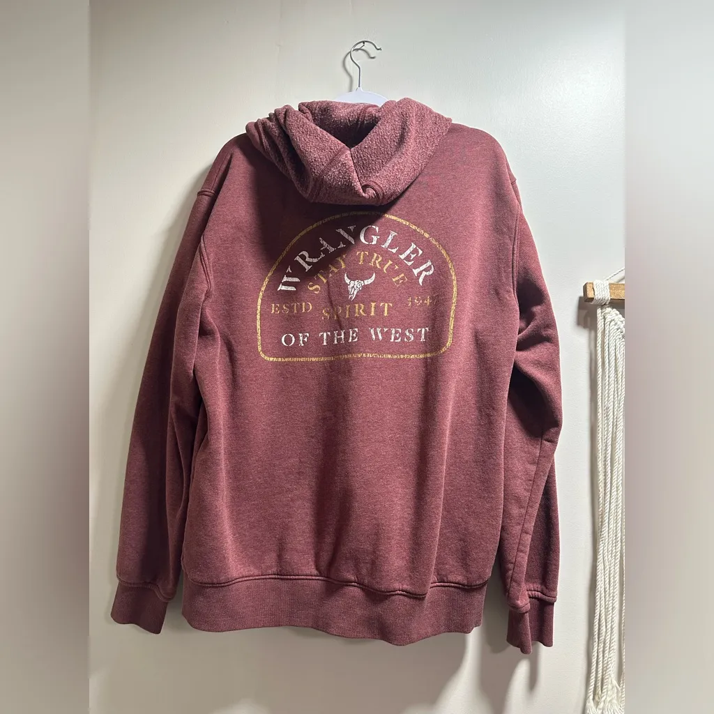 Wrangler Maroon Hoodie with Gold Logo - Image 3