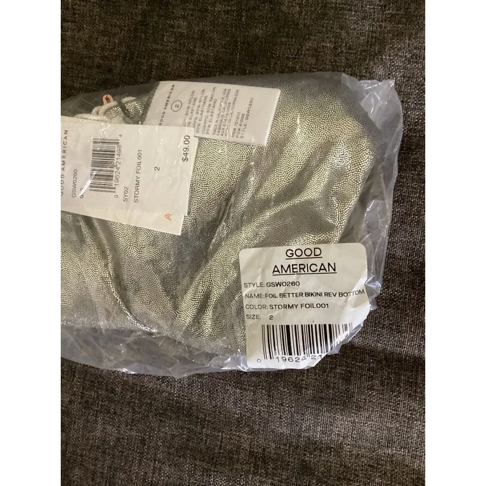 Good American Foil Better Bikini Rev Bottom Stormy Foil 2 US M - Image 4