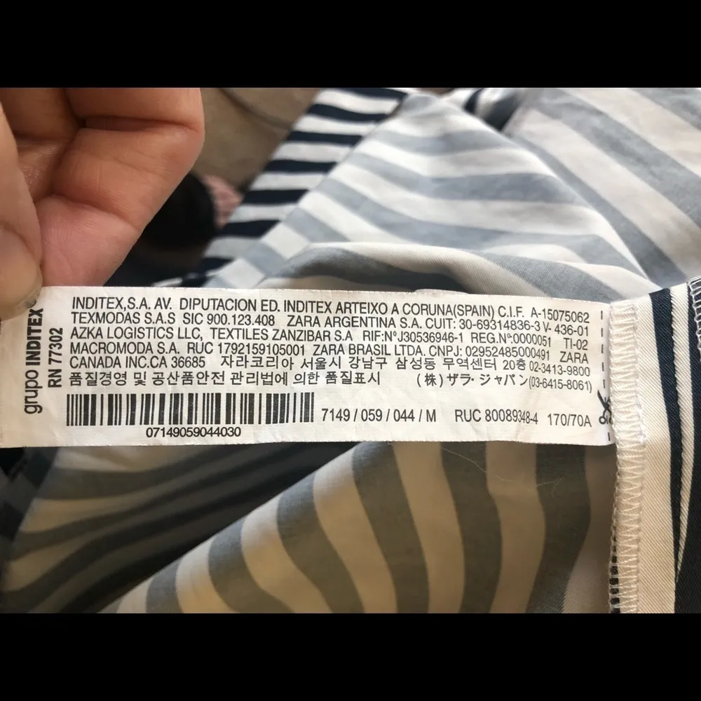 Zara Woman Navy White Striped Crisp Coastal Career Midi Skirt SZ M Cotton - Image 4