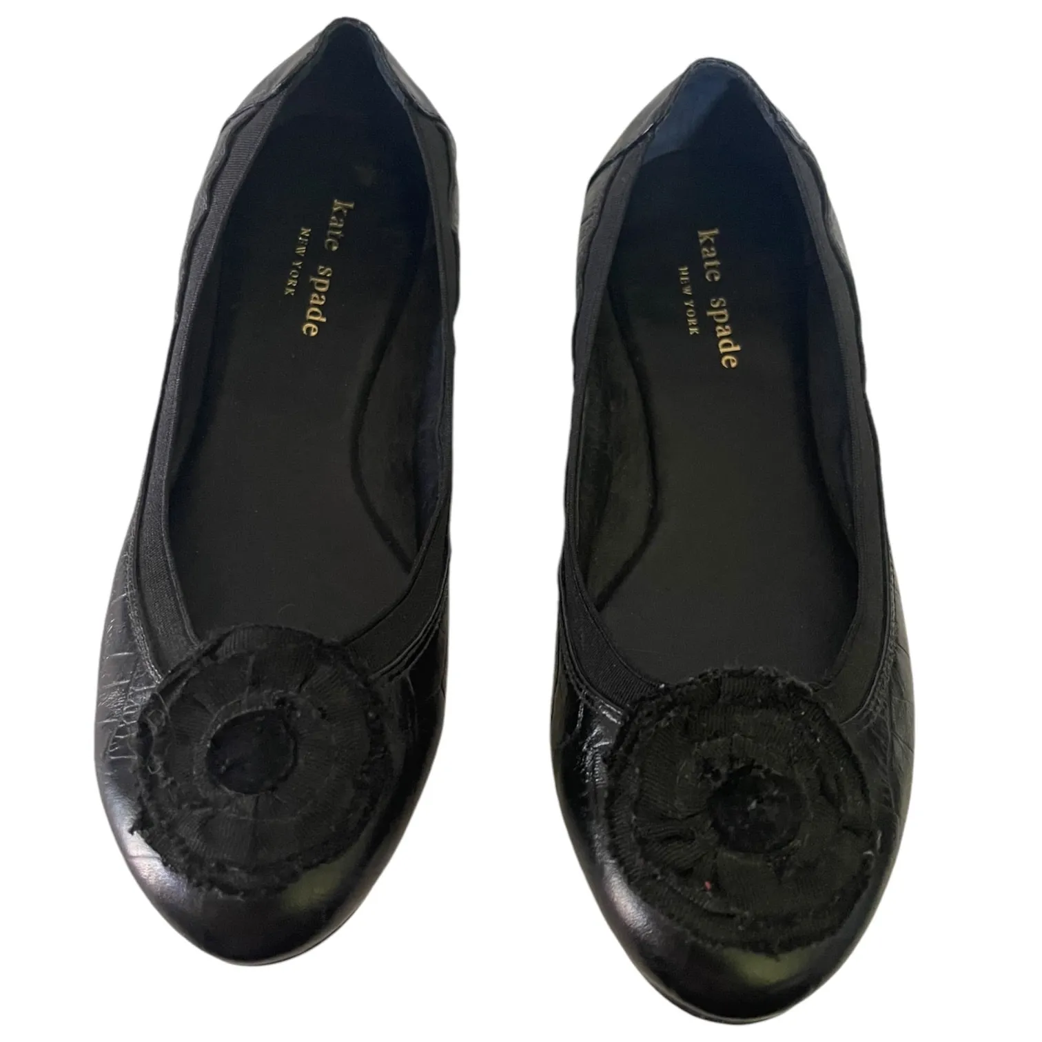 Kate Spade Black Leather Slip On Ballet Flats Size 6.5 - Image 3