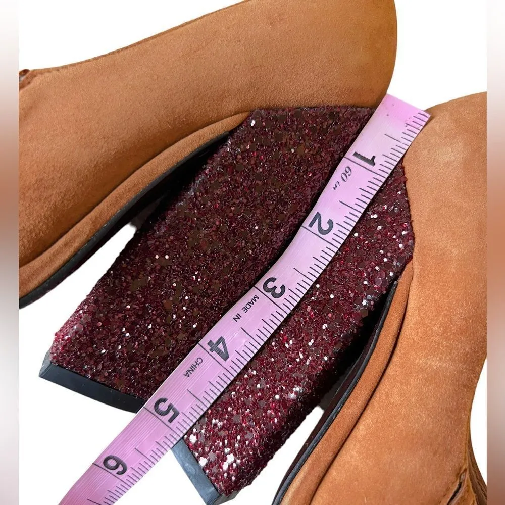 Robert Clergerie Opening Ceremony Suede Glitter Pump Brown Size 6 - Image 5