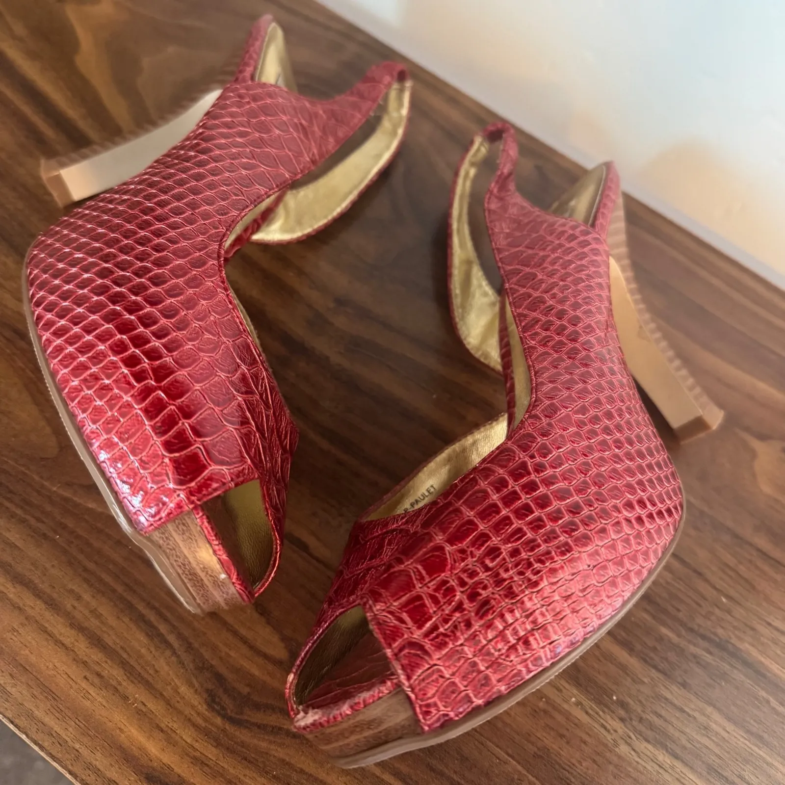 Y2K Vintage Steve Madden Pink Croc Print Slingback Heels sz 7 Exotic Edgy 90s - Image 4