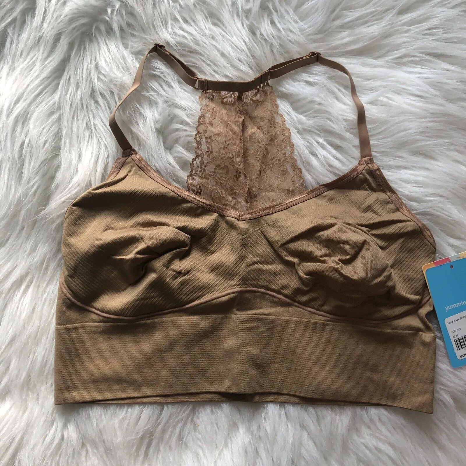 Yummie Womens Bralette L/XL Brown Lace Halter Neck Wireless Pullover NWT Size undefined - Image 1
