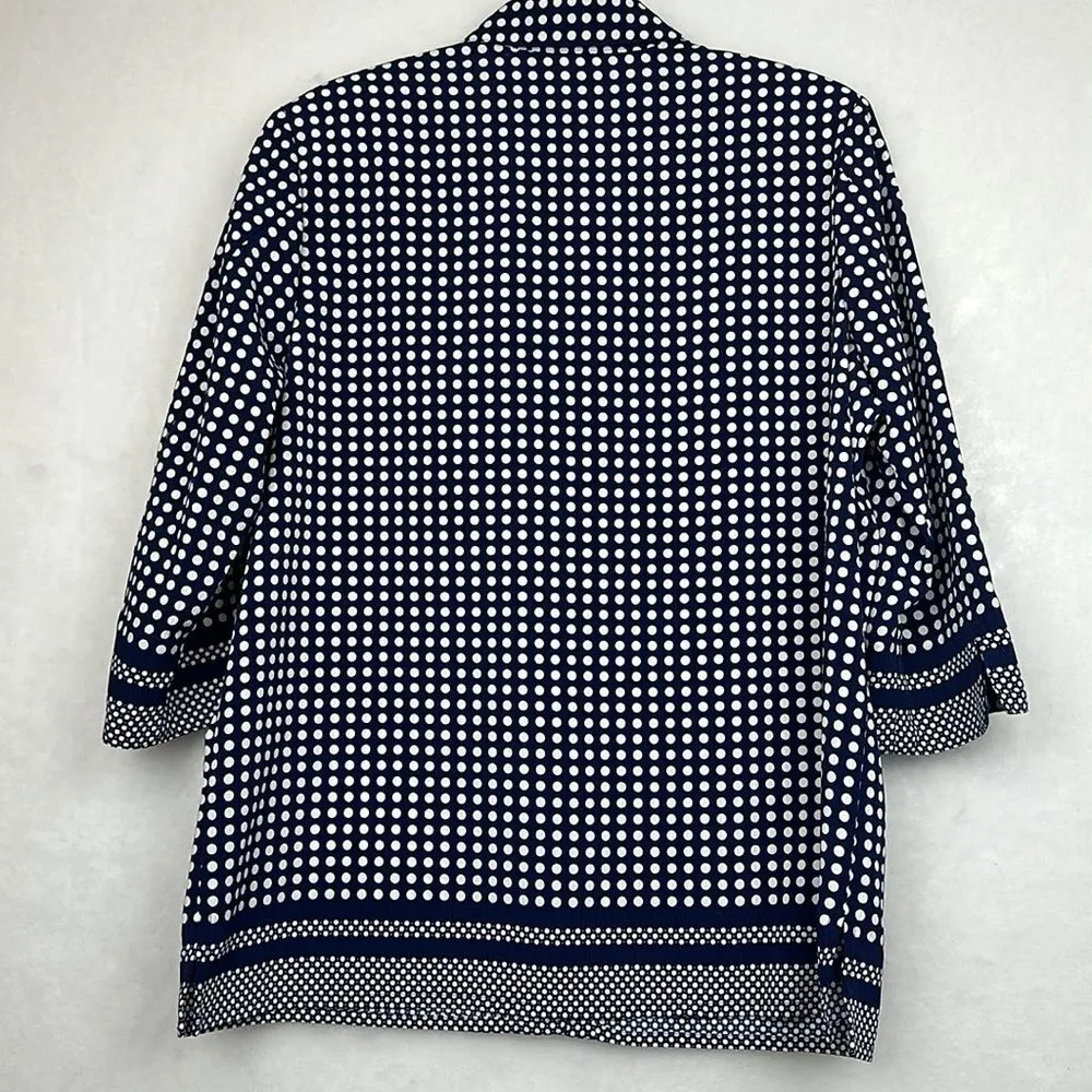 Allison Daley 3/4 Sleeves Button Up Shirt Women's Polka Dot Dark Blouse Sz 14 - Image 6