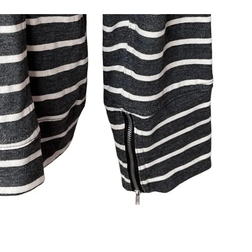 Pixley by Stitch Fix Grey Striped Military Moto‎ Zipper Jacket XL Asymmetrical Gray - Image 12