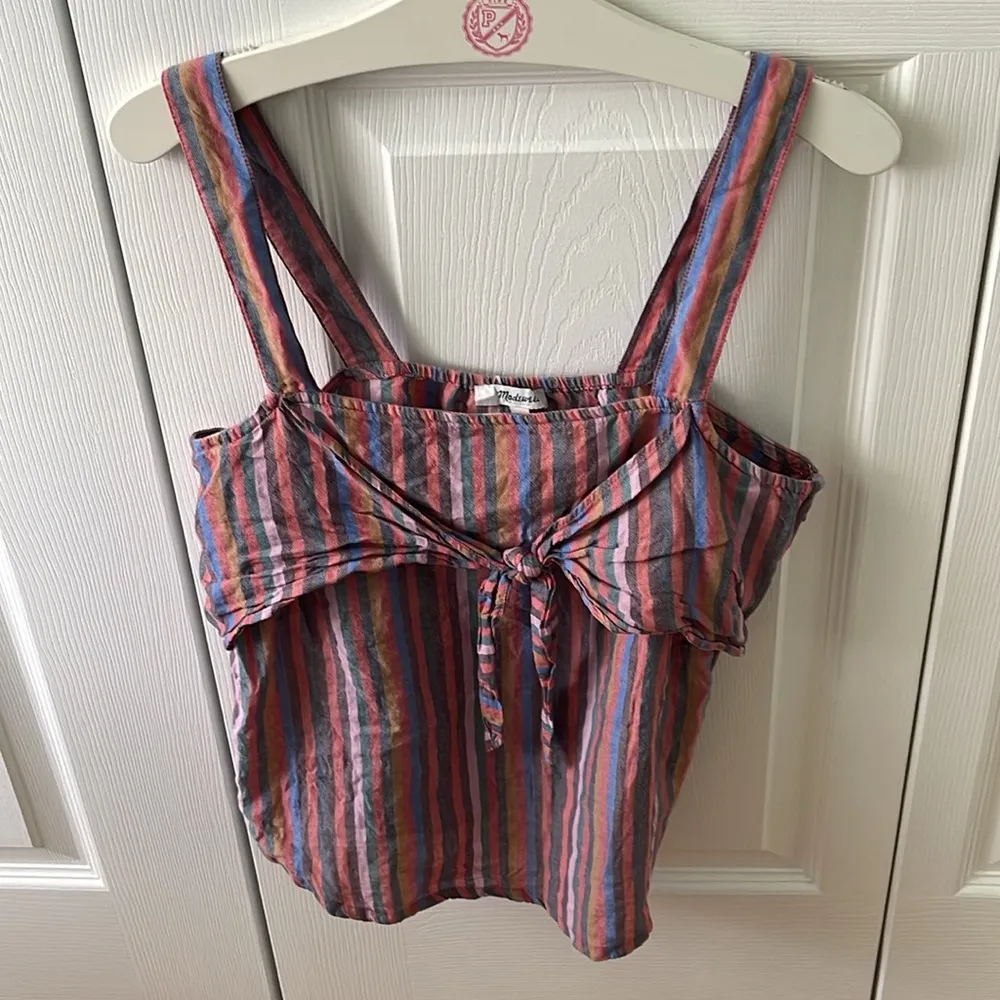 Madewell Tie Front Cami Top in Rainbow Stripe - Image 2
