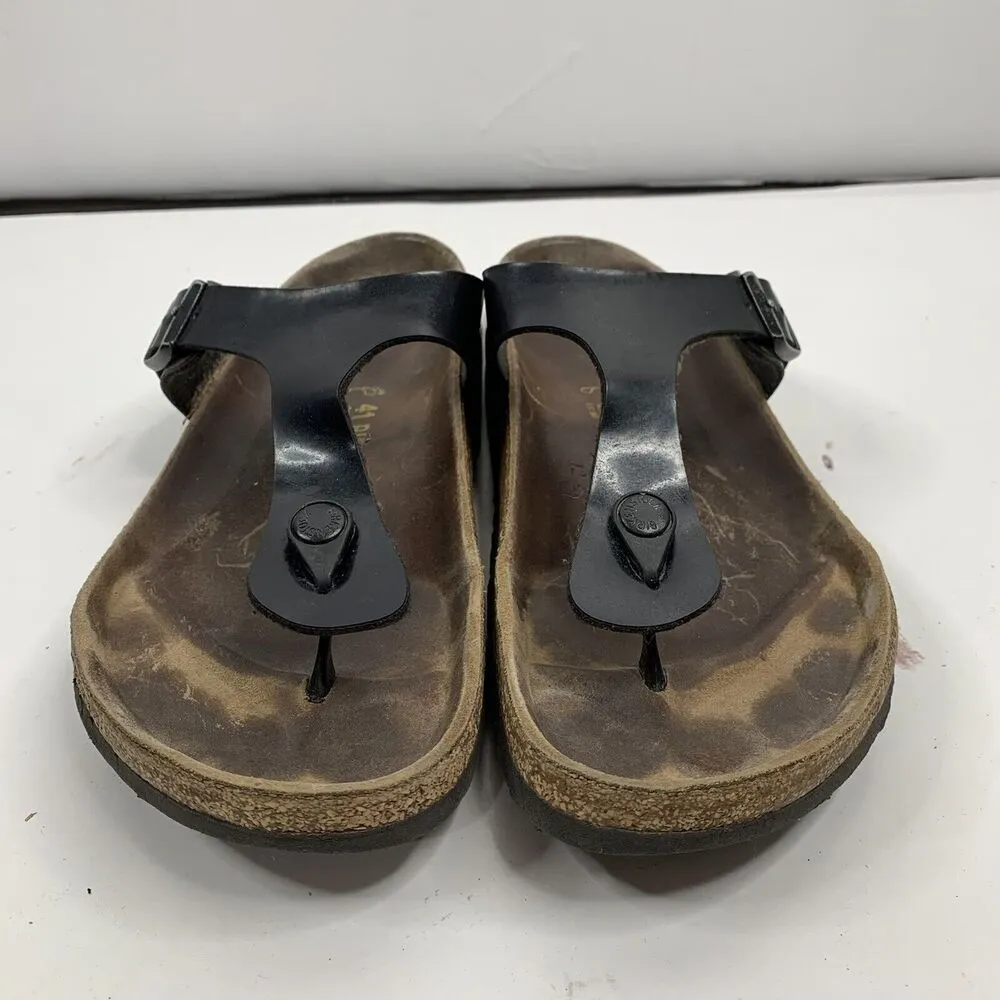 Birkenstock Size 41 10 Gizeh Sandals Birko Flor Patent Shoes Flip Flops T Straps - Image 3