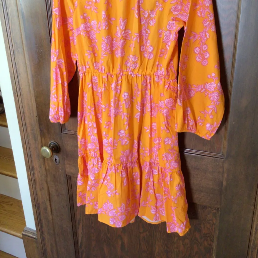J Crew Tiered Fit and Flare Dress in Bright Orange/Pink Floral sz 8 NWT - Image 9