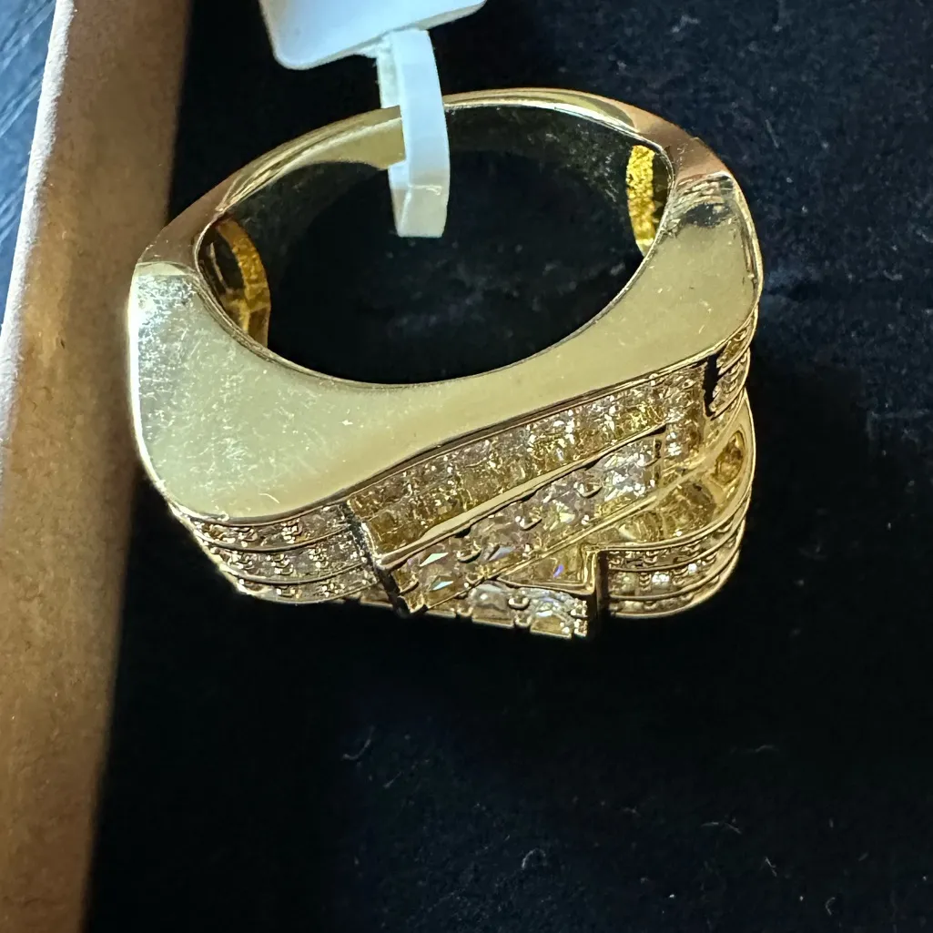 Gold Micro Pave Erass CZ Ring size 9 new in box - Image 7