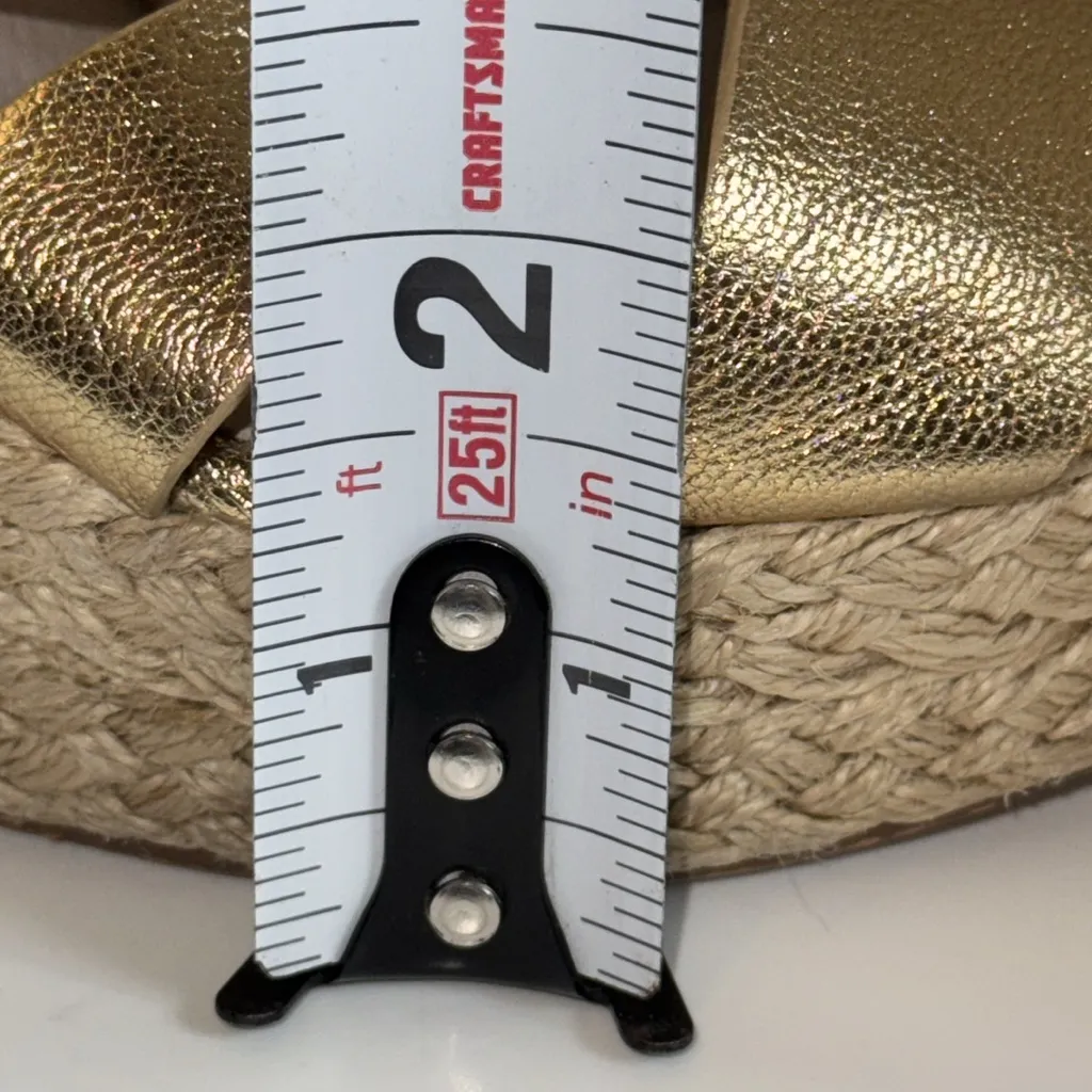 Michael Kors Giovanna Metallic Leather Espadrille Platform Wedge Women’s 10 Gold - Image 13