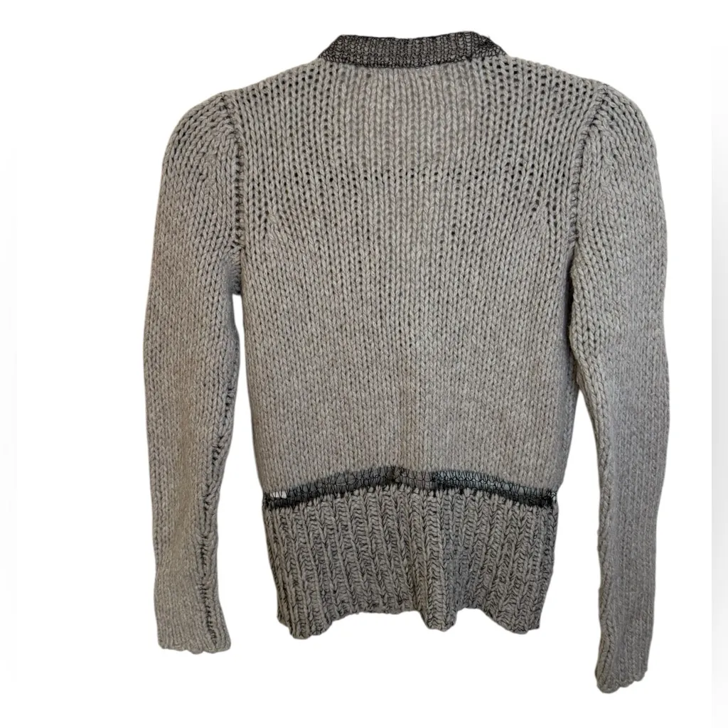 Duffy Gray Wool Chain Link Grunge Cardigan - Image 2