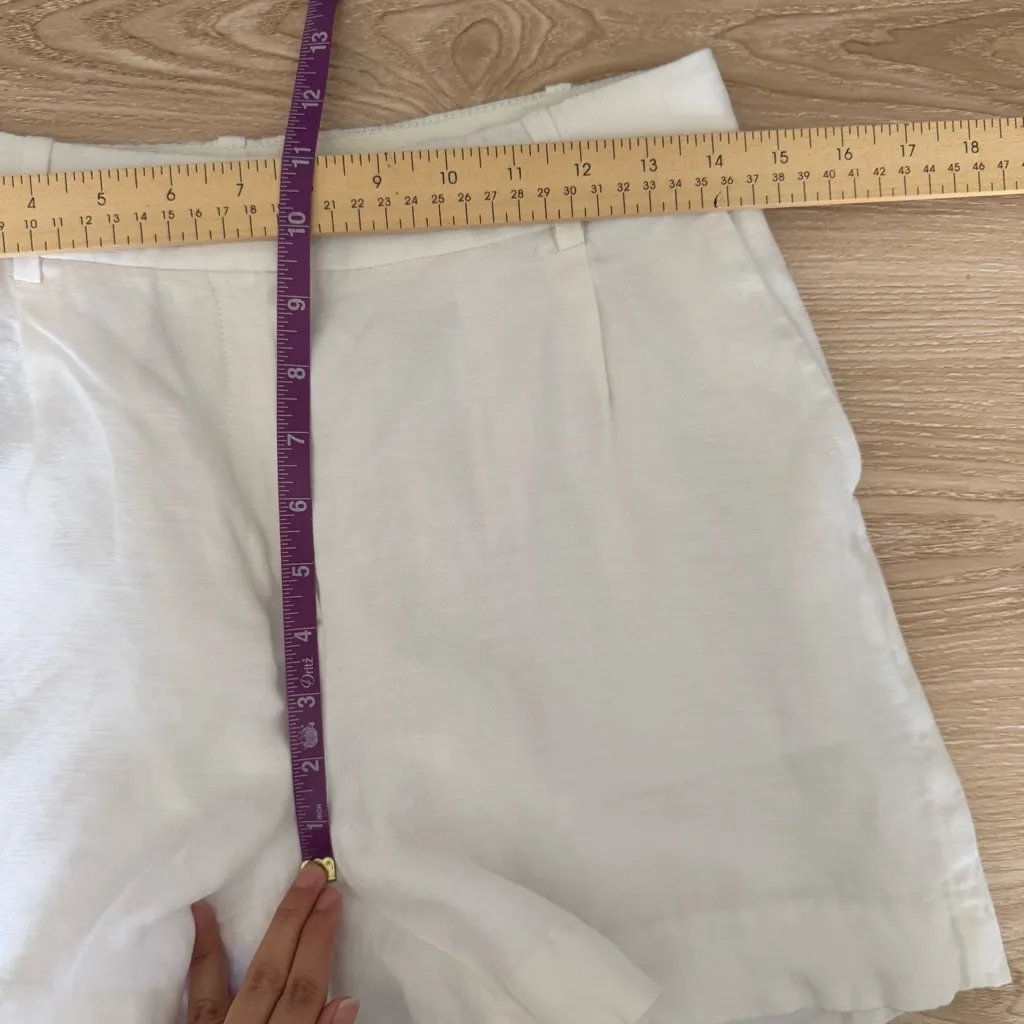 J.Crew 4 Linen Blend White Shorts High Waist Minimal Old Money Beach Coastal - Image 10