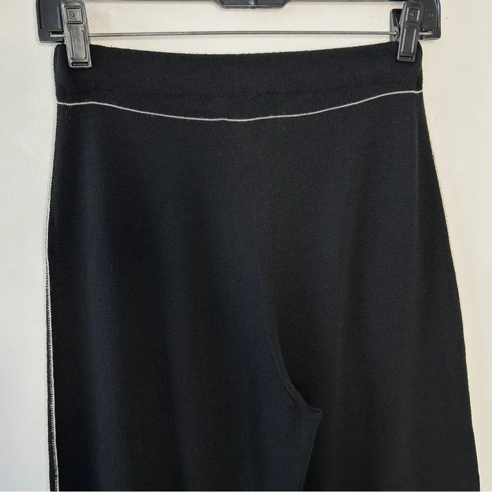 LIVIANA CONTI Pants Size XS Quiet Luxury Knit Wide Leg Cropped Wool Black Italy - Image 6