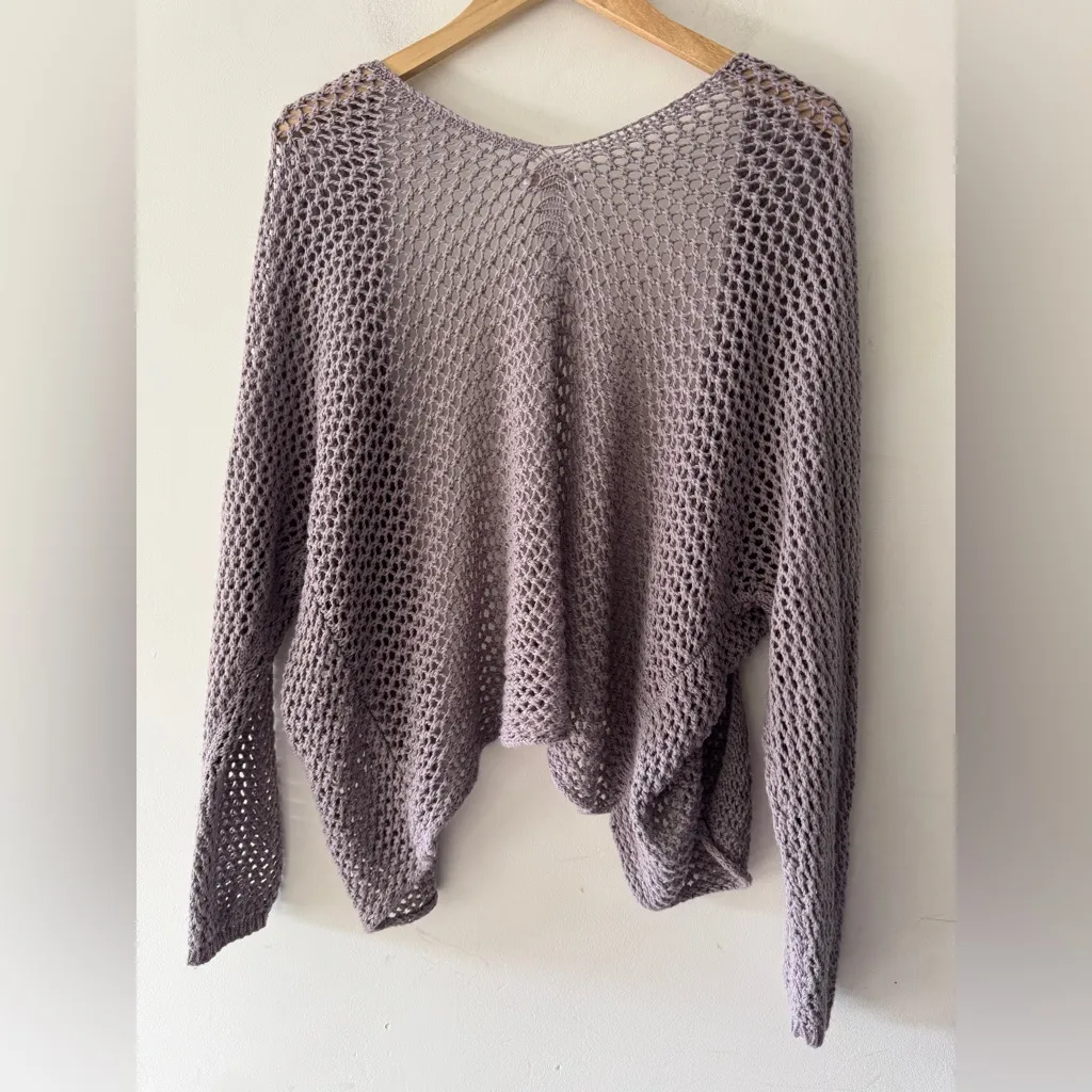 American Eagle Don’t Ask Why Purple Open Knit Cardigan Sweater - Image 3