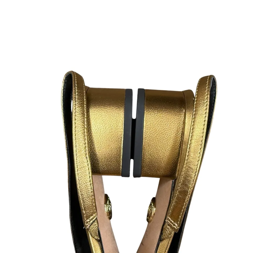 Veronica Beard Cecile Slingback Heels Women’s Sz 7.5 Black Gold Leather Cap-Toe - Image 5