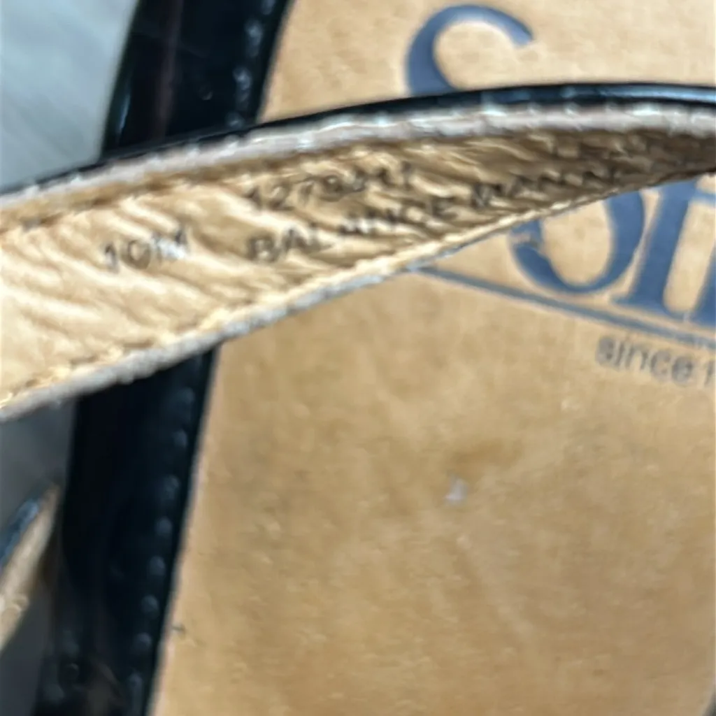 Sofft Black Strappy Leather Wedge Sandals Size 10 Medium - Image 16