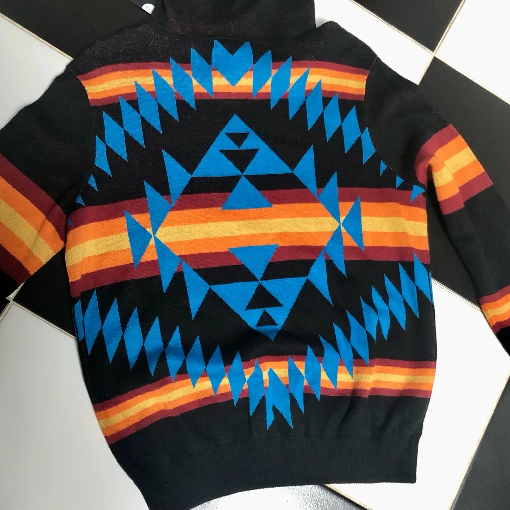 NWT Minnierose Southwestern Hoodie Sweater Cashmere Silk Blend Colorful size Med - Image 4