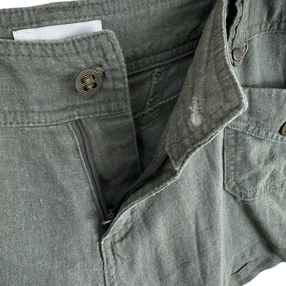 Ci Sono Sage Green Lightweight Woven Linen Rayon Shorts Pockets Casual Size L - Image 5