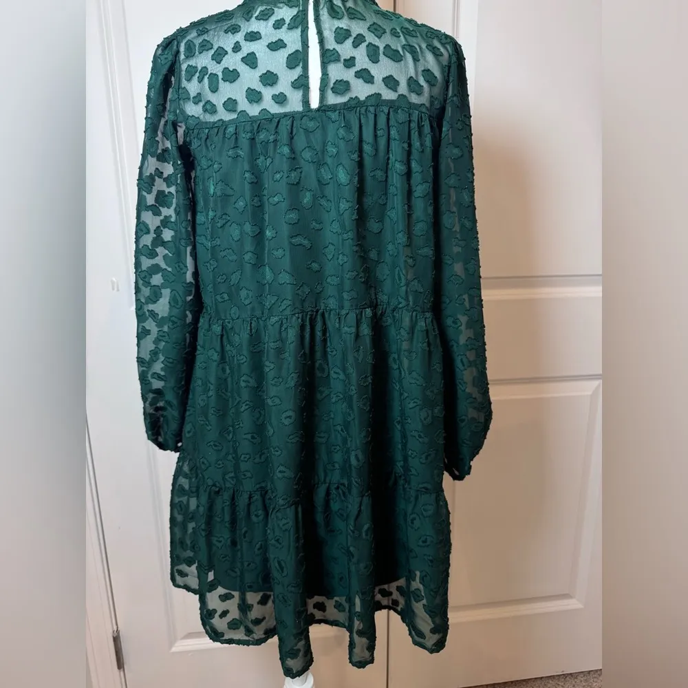 Green Whimsy Goth Sheer Layers Babydoll Fairy Dress XS Yoke Tiered Romantic Boho - Image 4