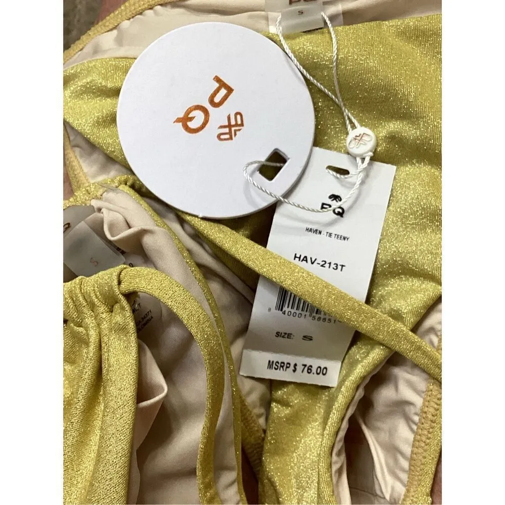 New. PQ yellow teeny bikini with gold dusting. Small. Retails $176 - Image 6