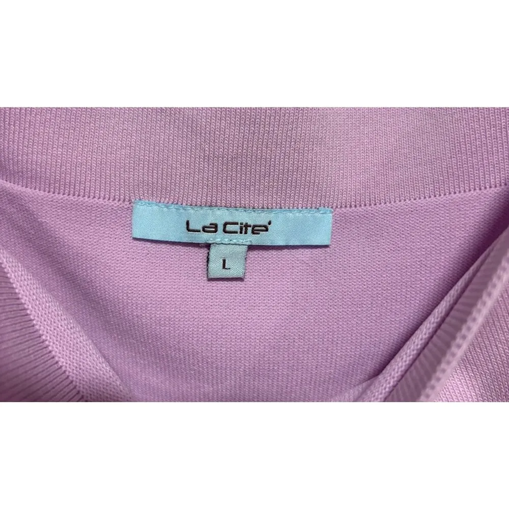 La Cite Lavender Top Sheer Organza Sleeve Square Neck Stretch Sz L Purple Size L - Image 7