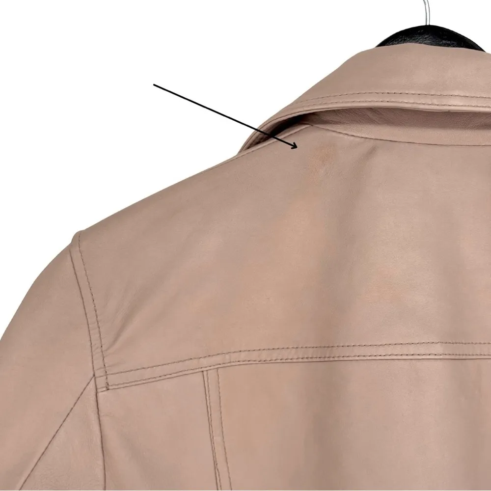 All Saints 8 Dalby Slim-Fit Leather Biker Jacket Misty Pink‎ Zipper Moto Boho - Image 7