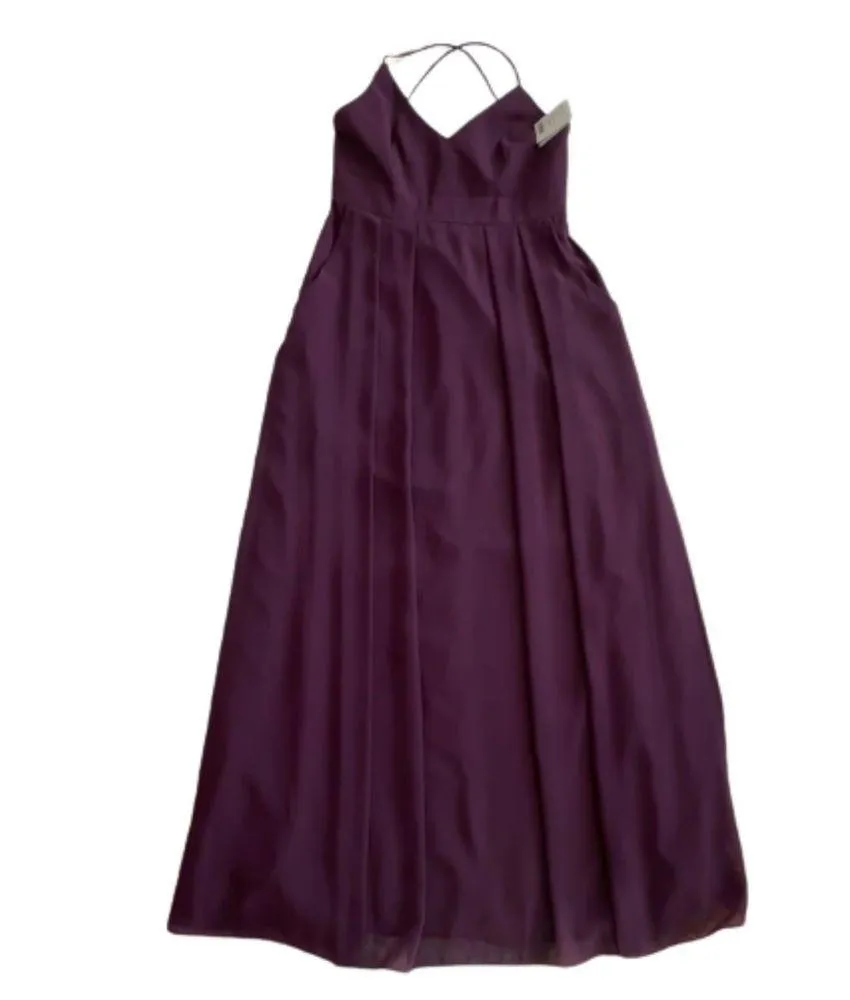 After Six Aubergine Spaghetti Strap Pleated Pocket Formal Dress 1514 Size 14 NEW - Image 9