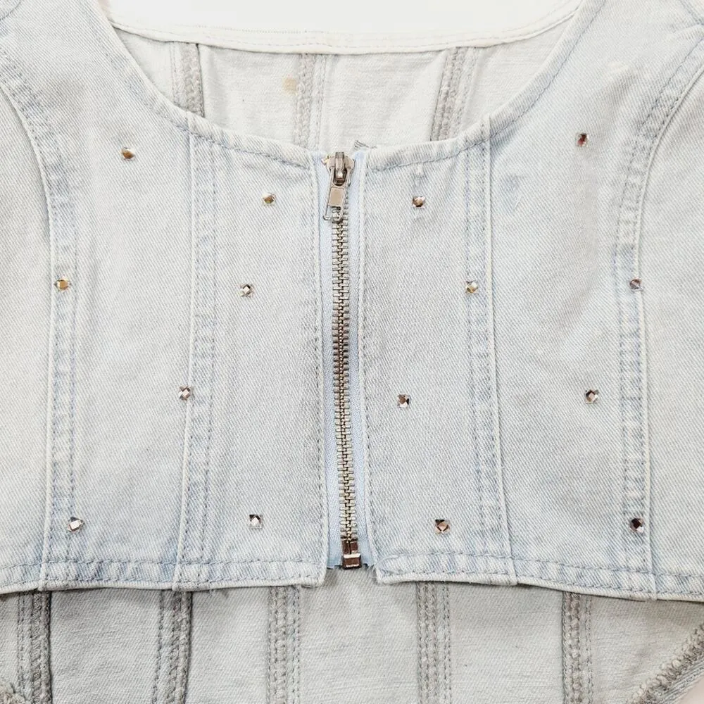 Superdown Margo Corset Top in Light Blue Wash Medium - Image 5