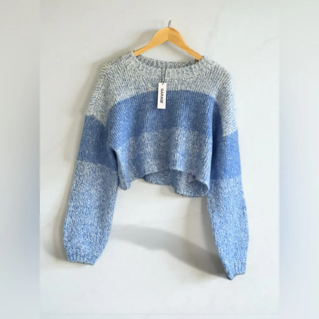 Garage blue and white cropped sweater - Image 2