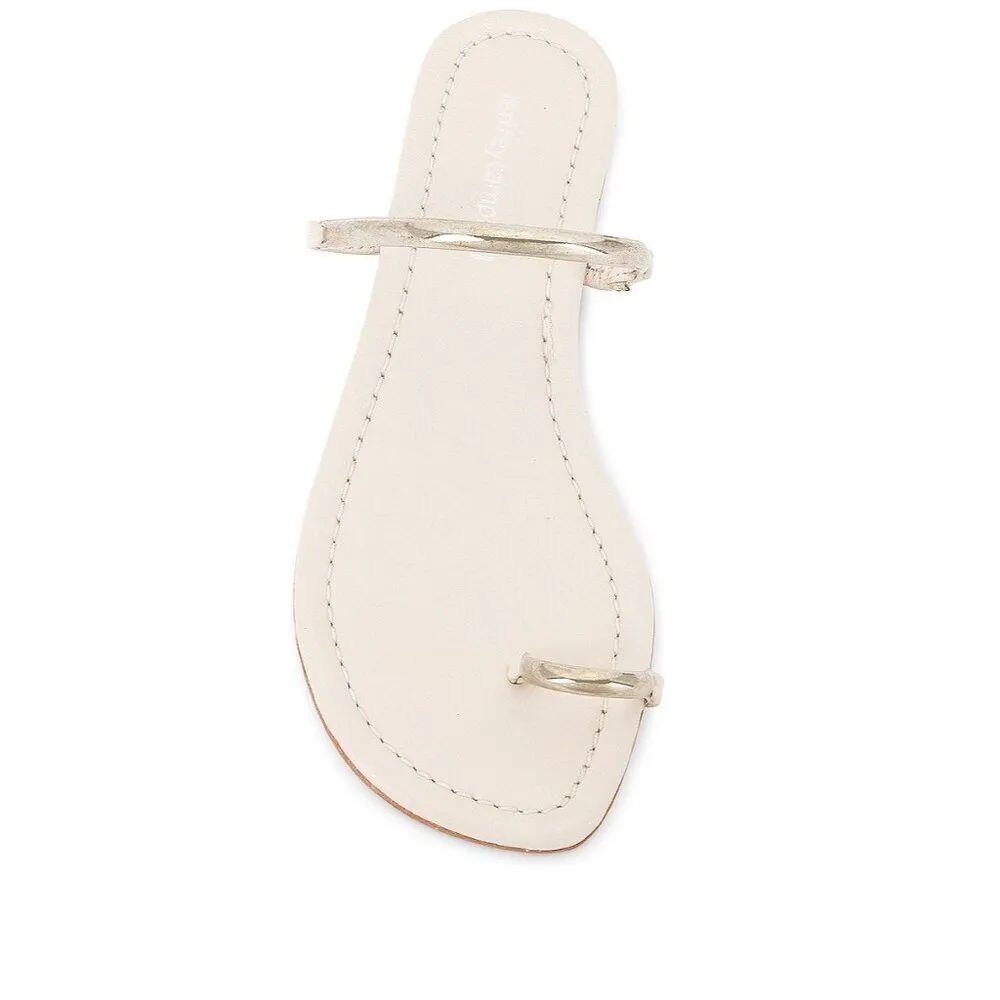 Jeffrey Campbell Discreet Sandals in Cream Silver 8 Womens Slides Flats - Image 2