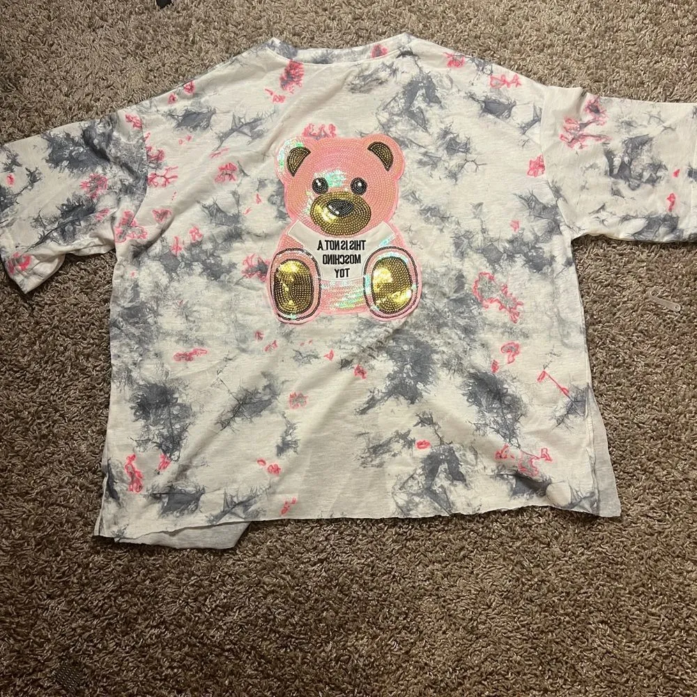 Multicolored Floral Crew Neck Flutter Sleeve T - Image 2