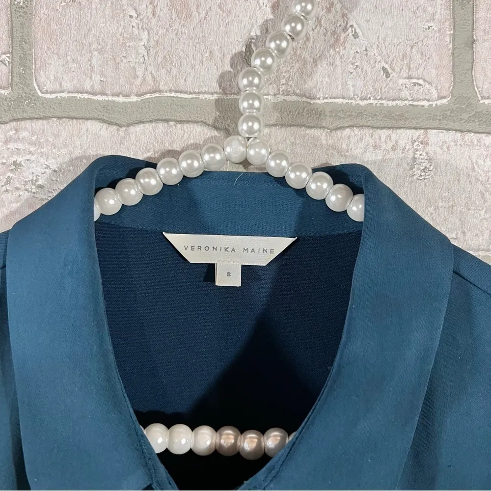 Veronika Maine Teal Jewel Tone Button Down Button Size S - Image 5