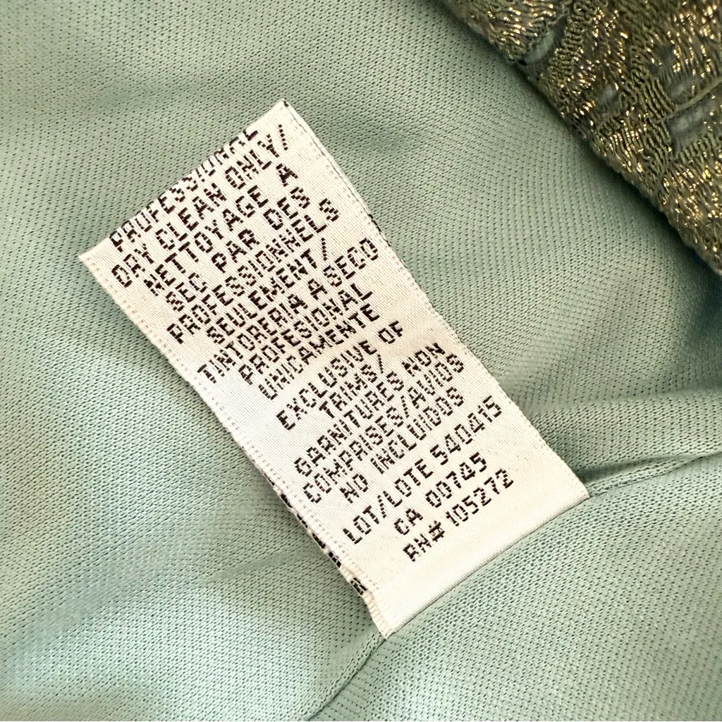 NEW JS Collections Illusion Lace Cocktail Dress Sage Gold Sz 14 Floral Metallic - Image 16