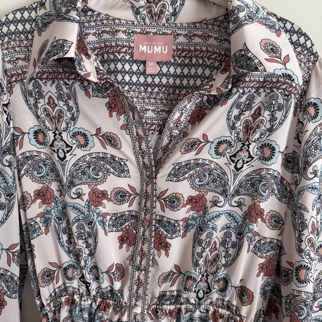 Show Me Your Mumu Dress Carrie Collared Cool Paisley Print Size M - Image 8
