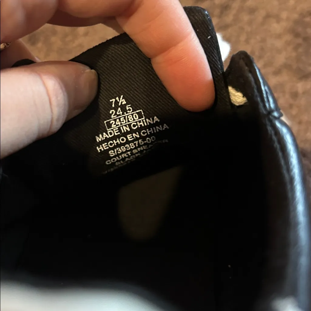 Old Navy Faux-Leather Court Sneakers in black with white accents - Image 8