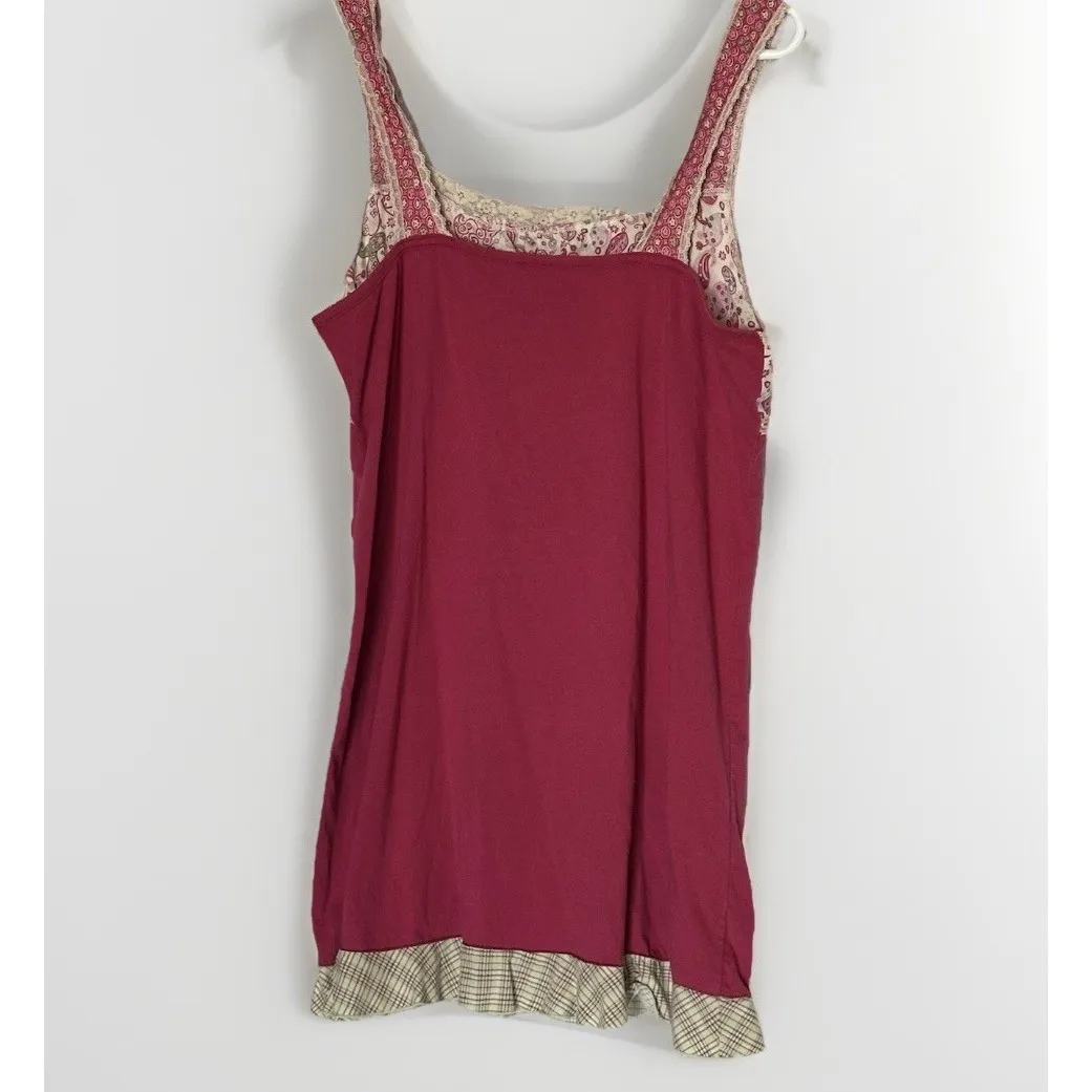 Vintage Y2K Babydoll Slip Dress Womens Lace Trim Burgundy Coquette Cat Feline Size M - Image 2