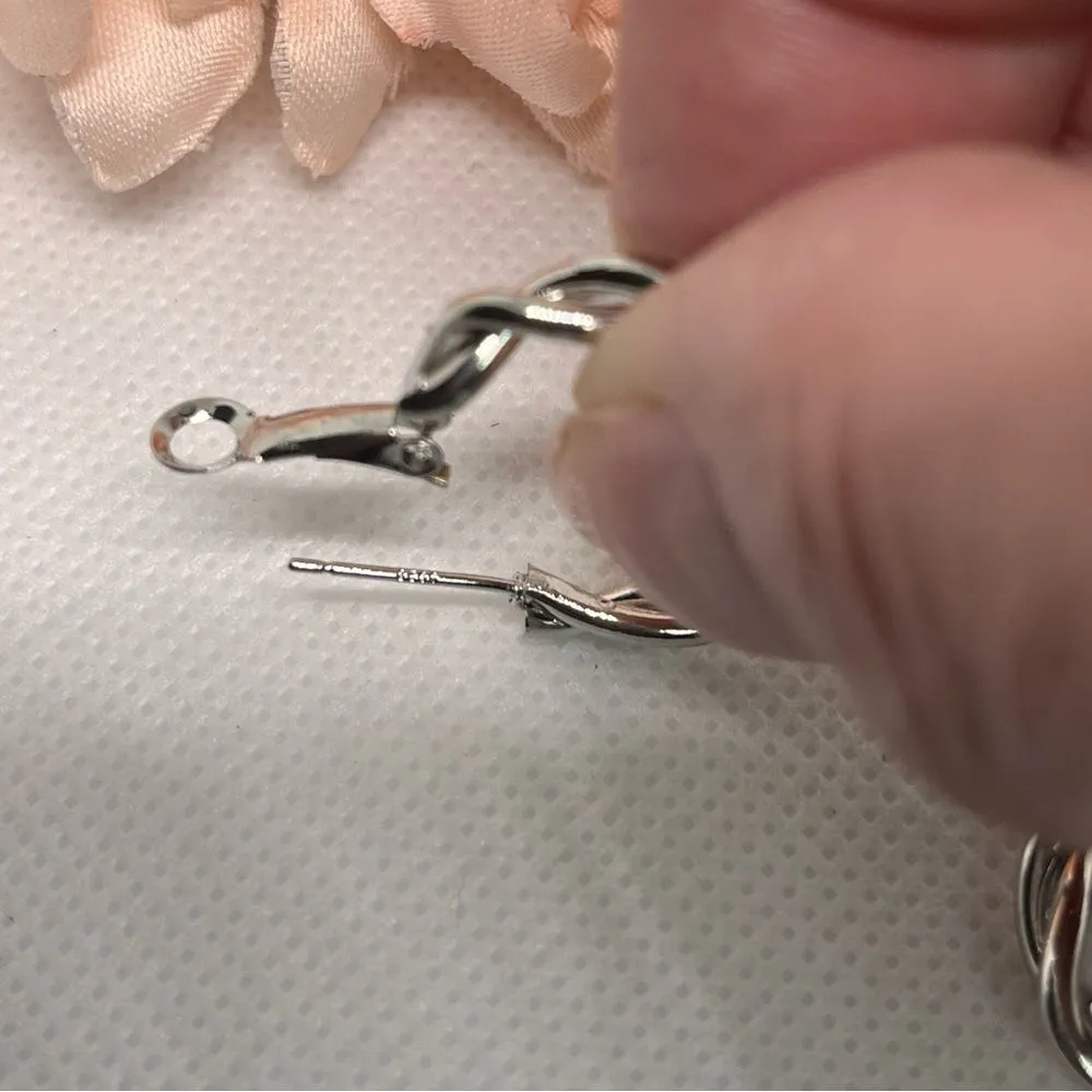 925 Sterling Silver Twisted Hoop Earrings - Image 4